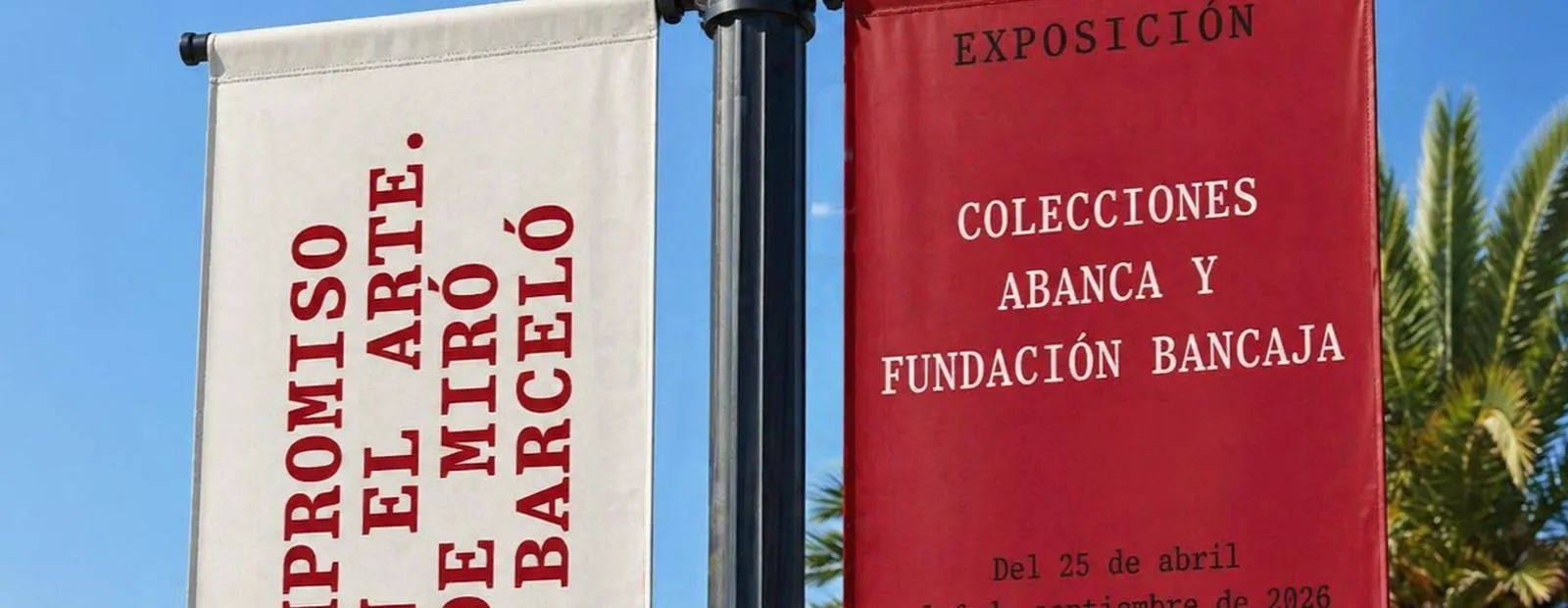 Banderolas de farola de la exposición de las colecciones ABANCA y Fundación Bancaja